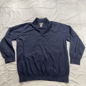 L.L. Bean Men's Pullover Sweater XL Tall Blue 1/4 Zip Long Sleeve Mock Neck
